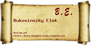 Bukovinszky Elek névjegykártya