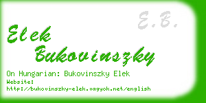 elek bukovinszky business card